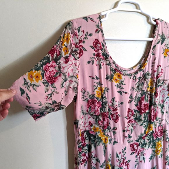 Flowered Vintage Nineties Rayon Dress - Picture 3 of 5